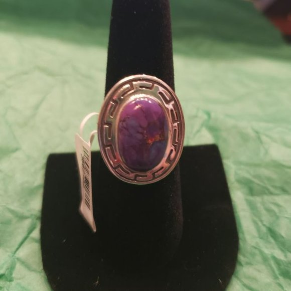 Santa Fe Style Mohave Purple Turquoise ring sz 7.5 Sterling - Picture 2 of 4